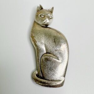 Silver Cat Brooch Pin Vintage by Alva